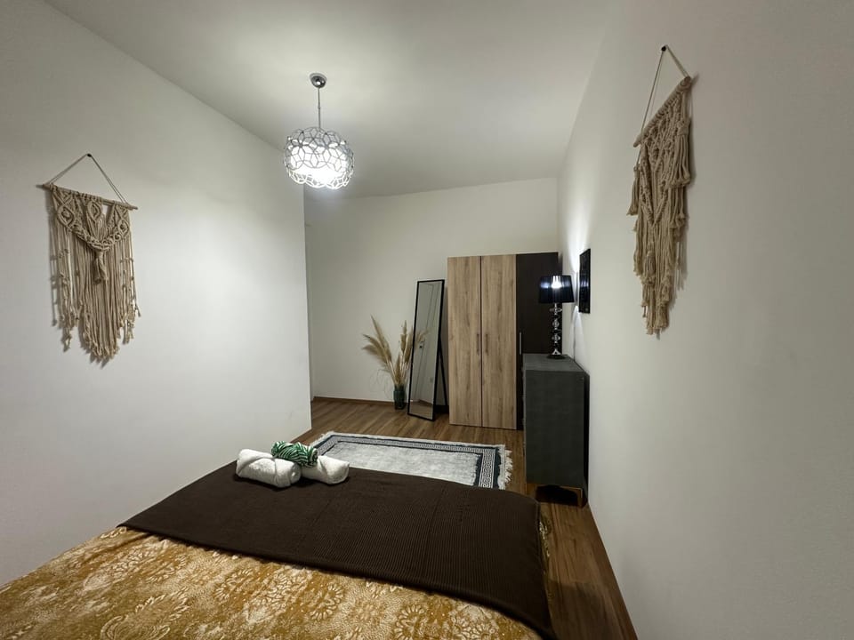 Bed, Photo of the whole room, Bedroom, towels, wardrobe