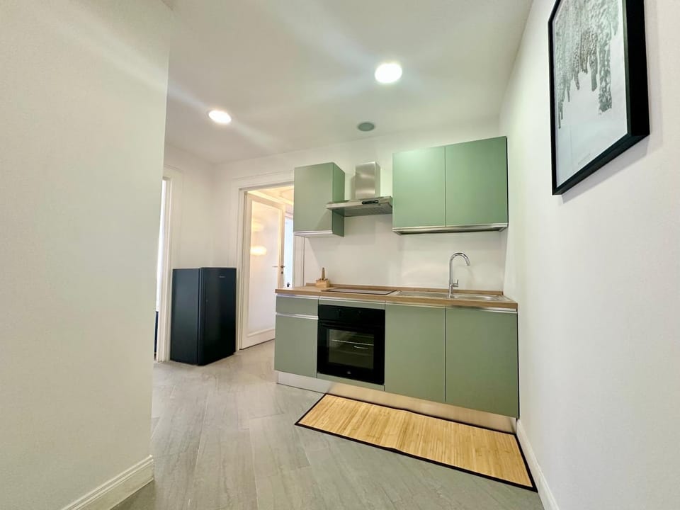 Kitchen or kitchenette, stove