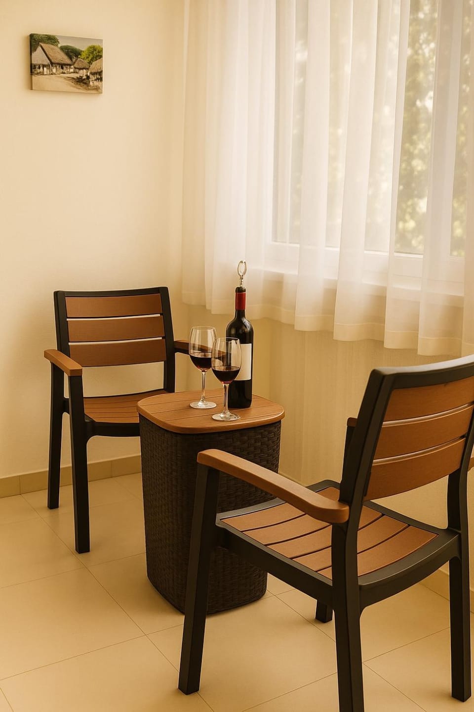 Seating area, minibar