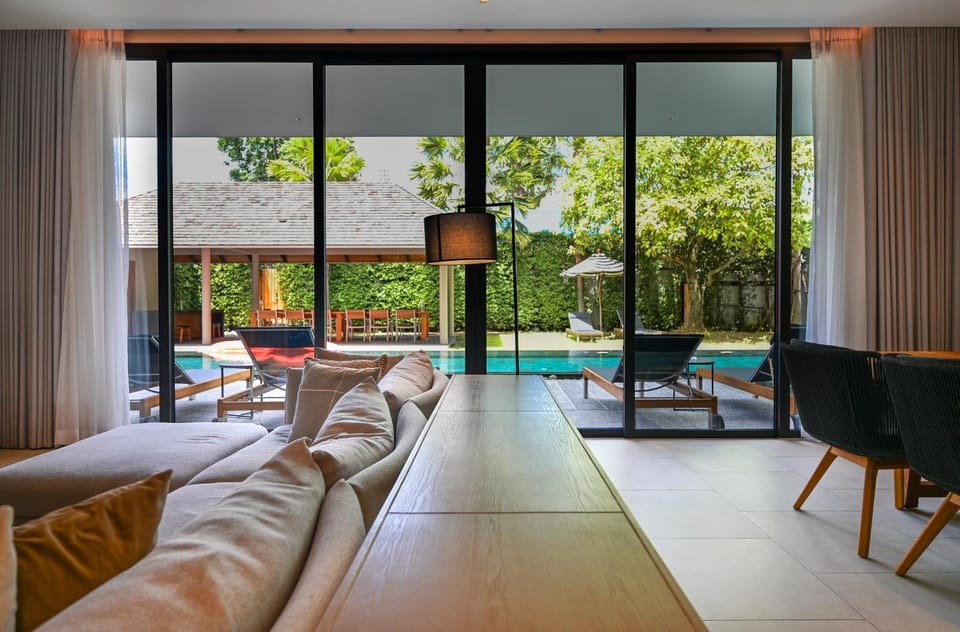 Patio, Living room, Seating area, Pool view, Swimming pool, sunbed