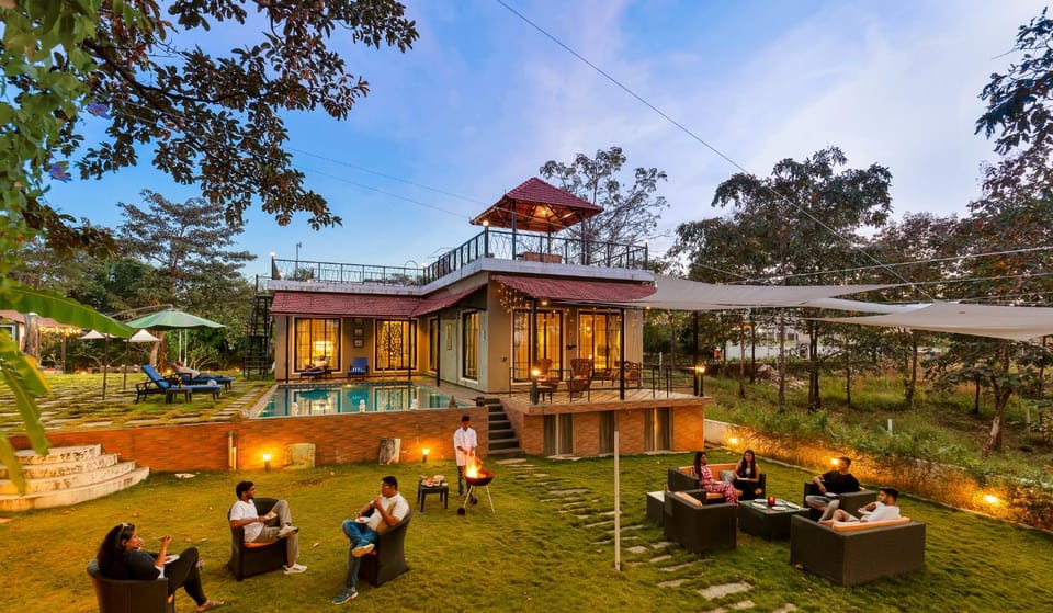 Property building, Garden, Seating area, Pool view, Swimming pool