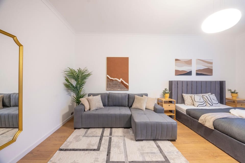 Bed, Living room, Photo of the whole room, Seating area, Bedroom