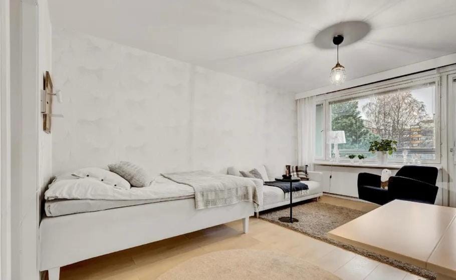 Bed, Living room, Photo of the whole room, Seating area, Bedroom