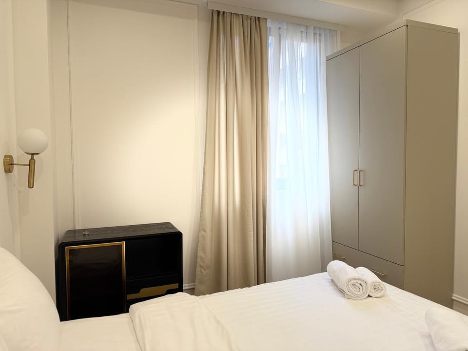 Bed, Photo of the whole room, Bedroom, towels, wardrobe