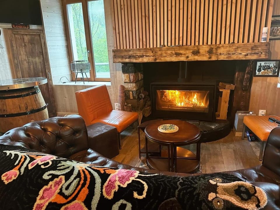 Game Room, fireplace