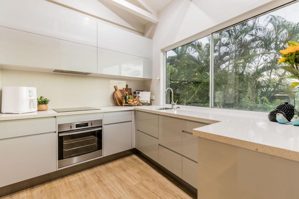 Kitchen or kitchenette, stove