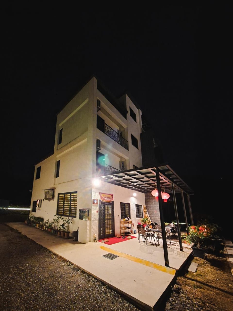 Property building, Patio, Night