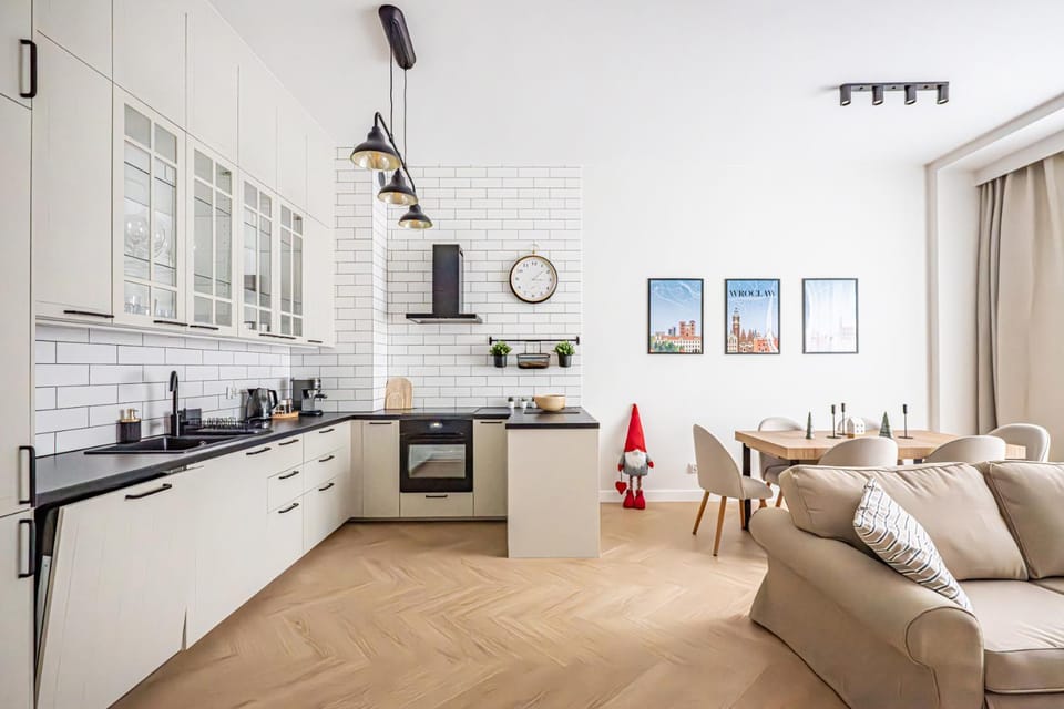 Kitchen or kitchenette, Living room, Seating area, Dining area, dishwasher, oven, stove