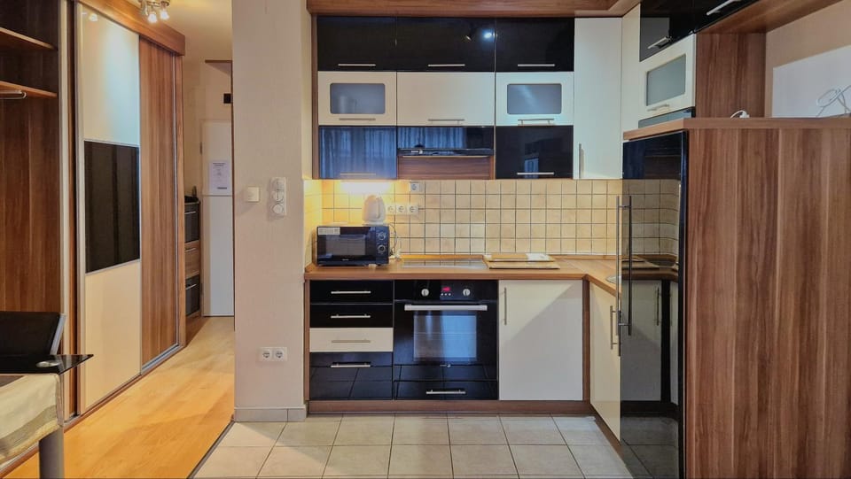 Kitchen or kitchenette, oven, stove