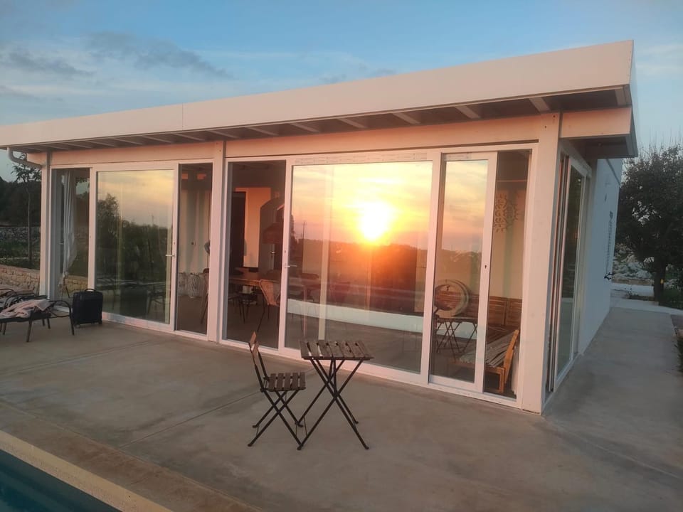 Patio, Natural landscape, Pool view, Sunset