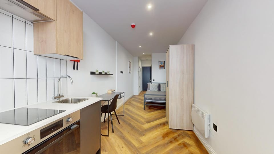 Kitchen or kitchenette, oven, stove