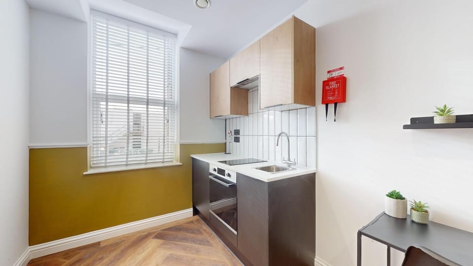 Kitchen or kitchenette, oven, stove