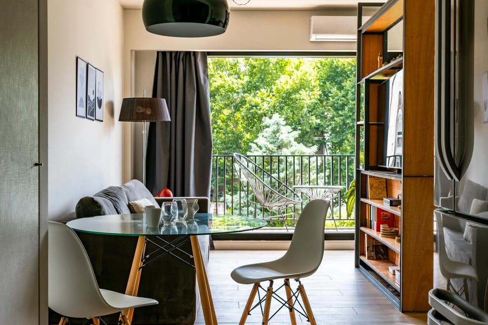 Library, View (from property/room), Balcony/Terrace, Living room, Seating area, Dining area, air conditioner
