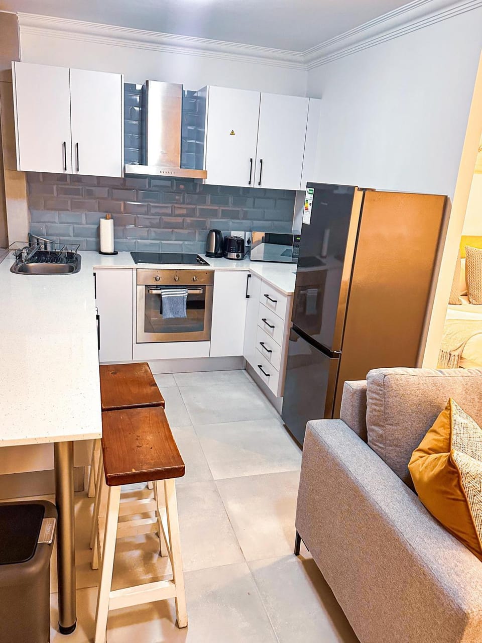 Kitchen or kitchenette, oven, stove