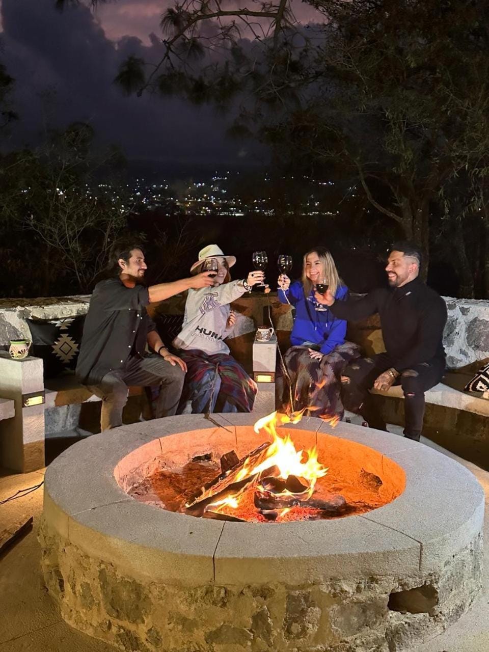 Night, Natural landscape, fireplace