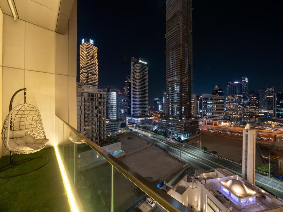 Property building, Night, City view, Pool view, Swimming pool