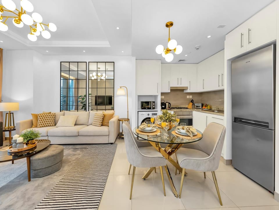 Kitchen or kitchenette, Living room, Seating area, Dining area, dishwasher, oven, stove