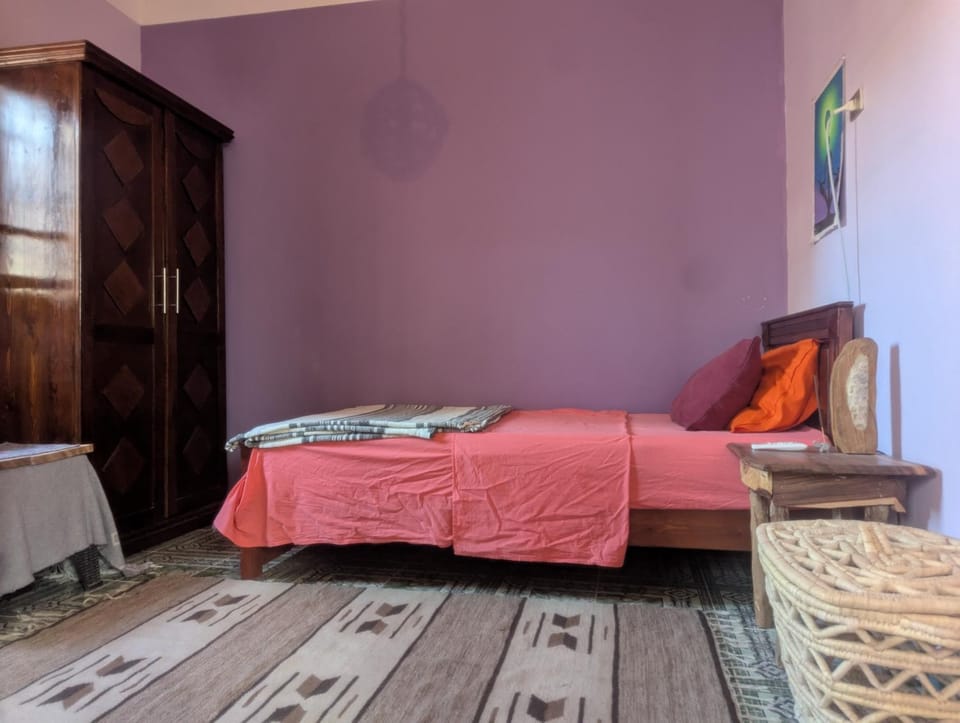 Bed, wardrobe