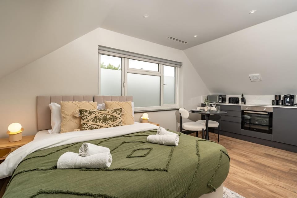 Bed, TV and multimedia, Kitchen or kitchenette, Photo of the whole room, Bedroom, towels