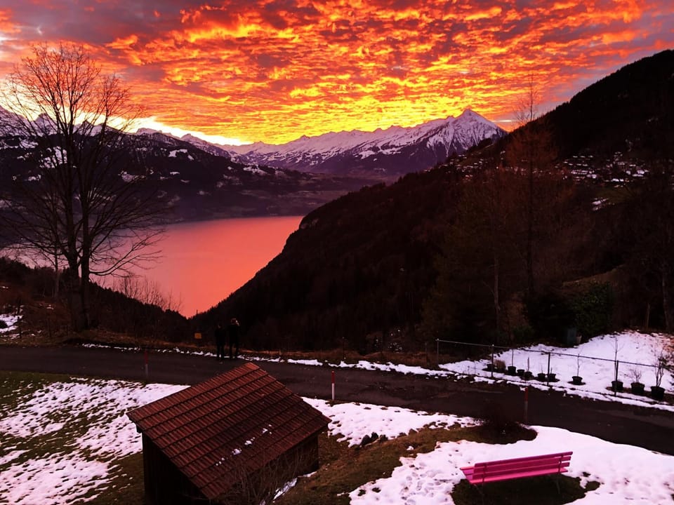 Winter, View (from property/room), Lake view, Mountain view, Sunset