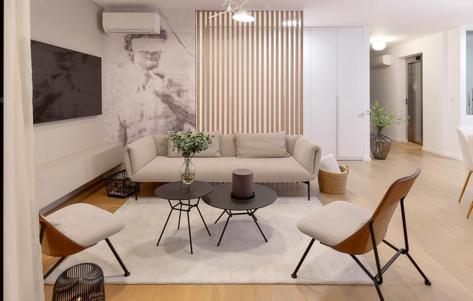 Living room, Seating area, air conditioner
