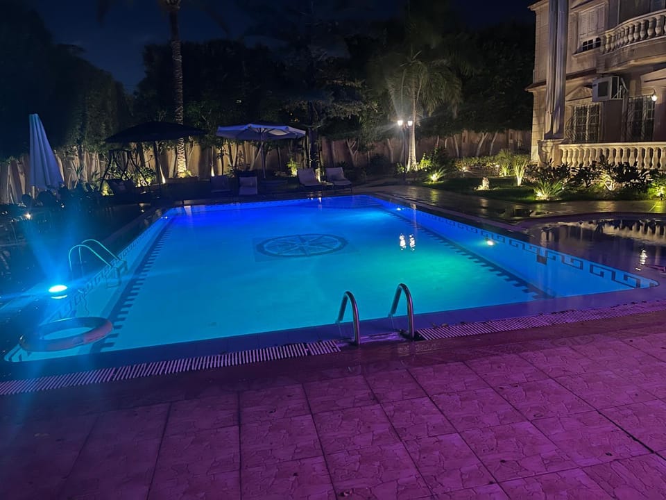 Night, Pool view, Swimming pool