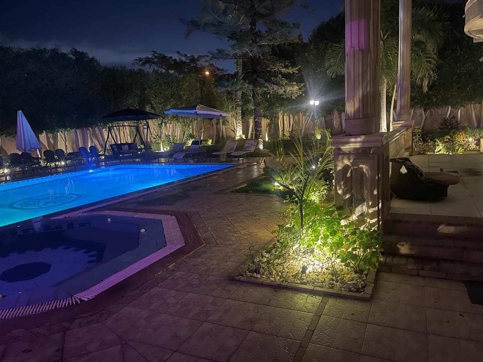 Night, Garden, Garden view, Pool view, Swimming pool