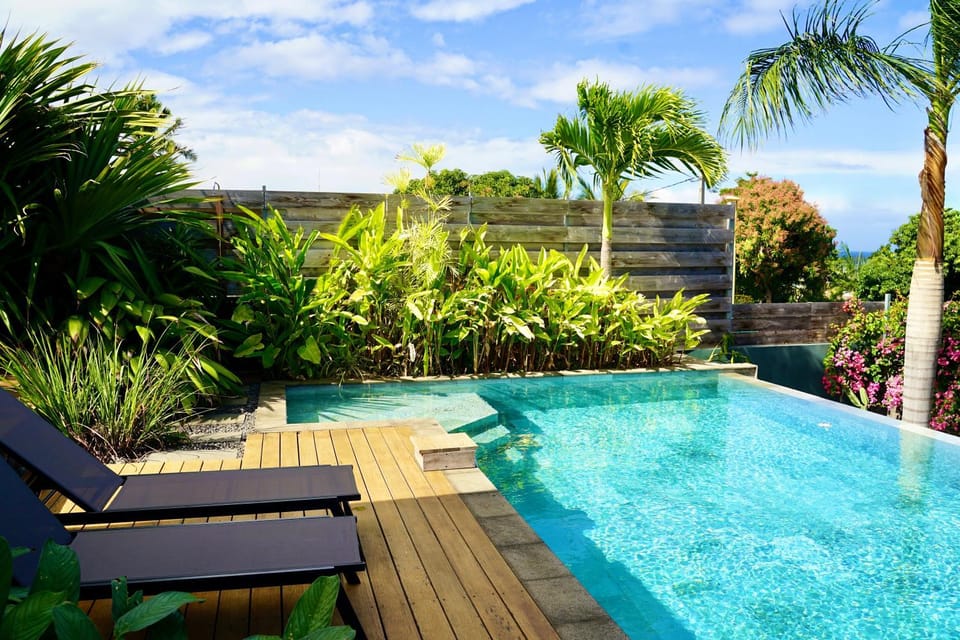 Patio, Day, Garden, Garden view, Pool view, Sea view, Swimming pool, sunbed