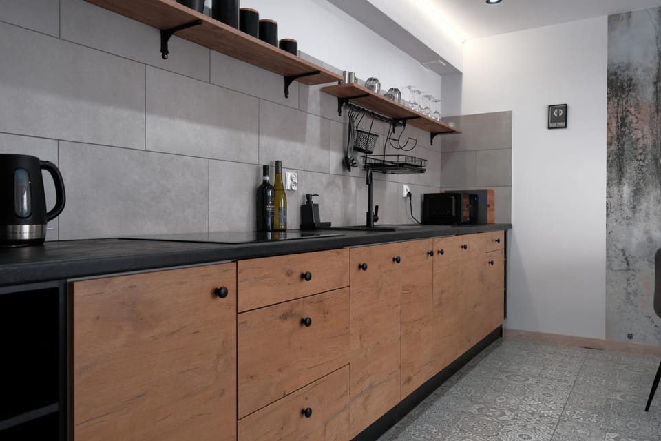 Kitchen or kitchenette, microwave