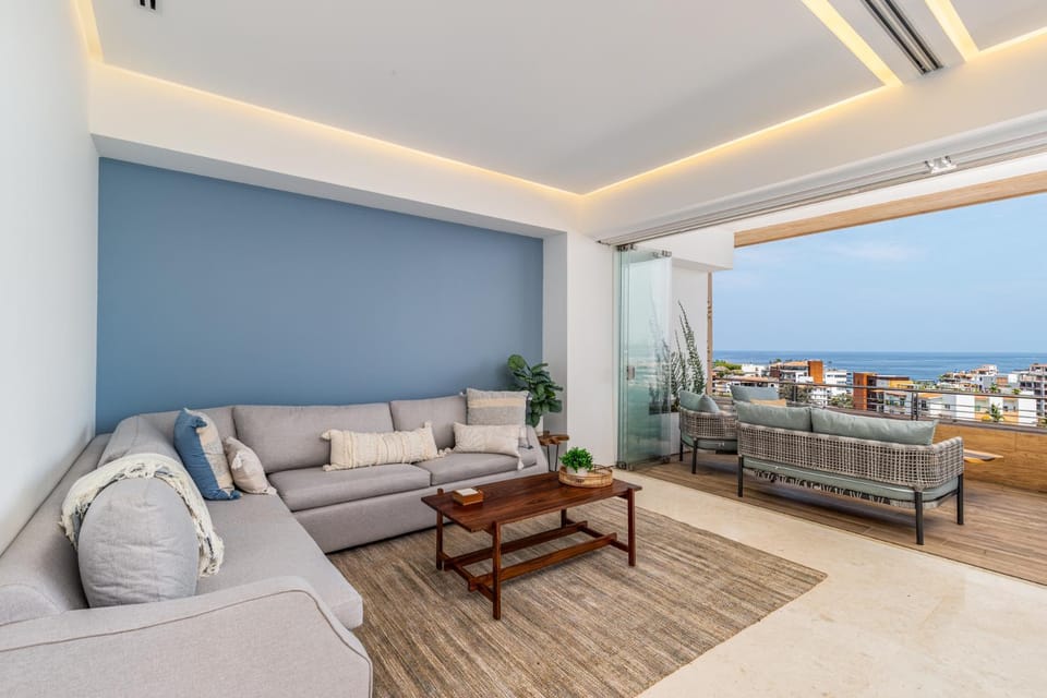 Living room, Seating area, Sea view