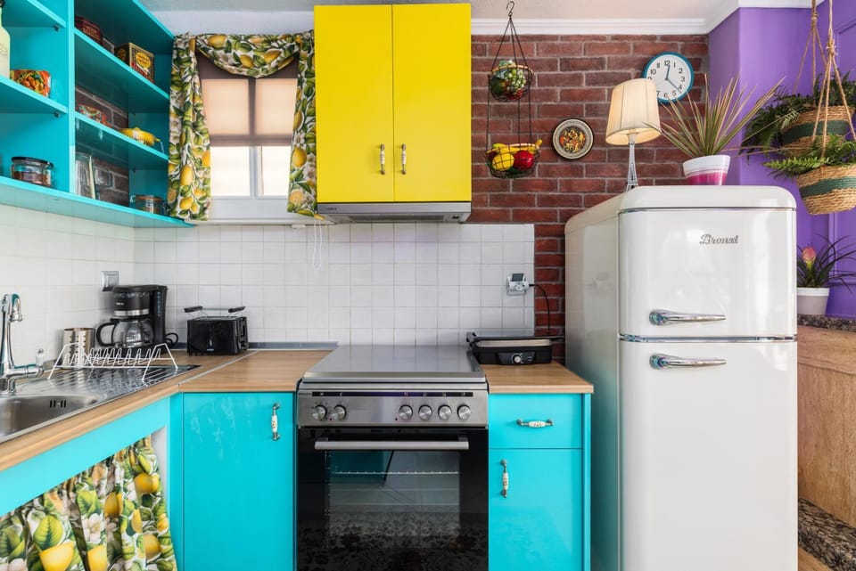 Kitchen or kitchenette, oven, stove, toaster