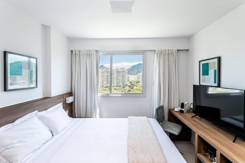 Bed, Bedroom, City view