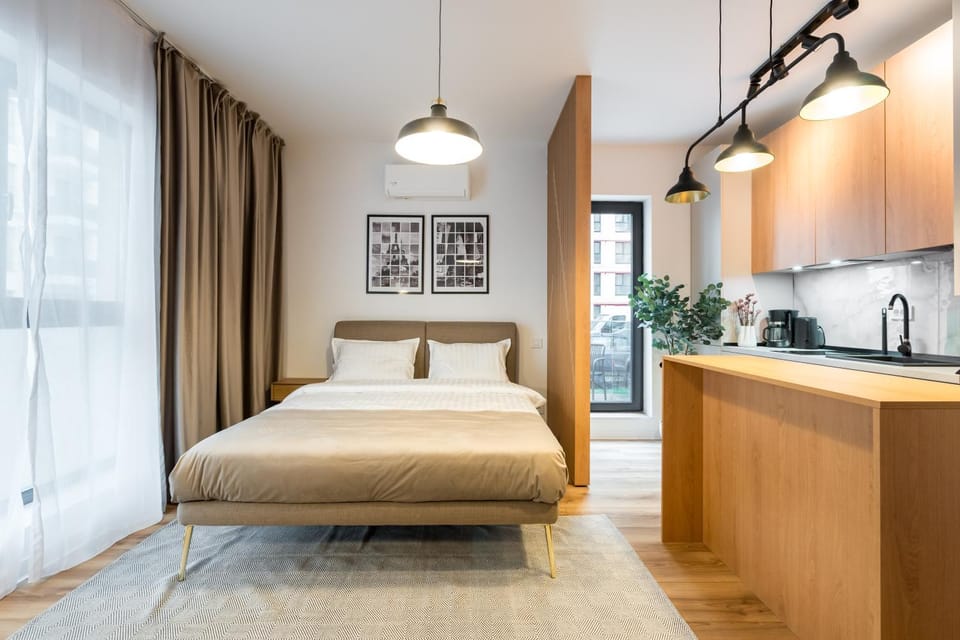Bed, Kitchen or kitchenette, Photo of the whole room, Bedroom