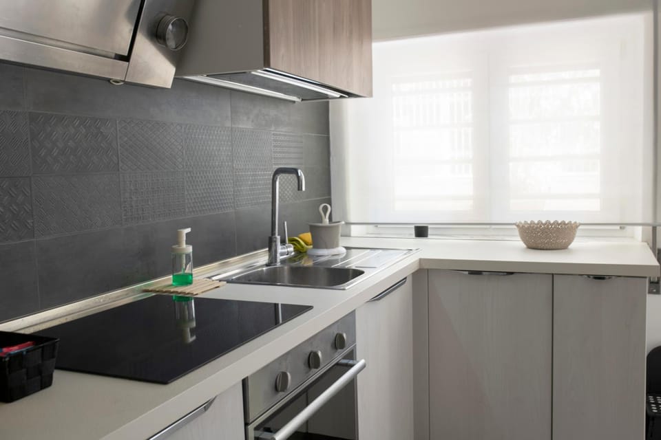 Kitchen or kitchenette, stove