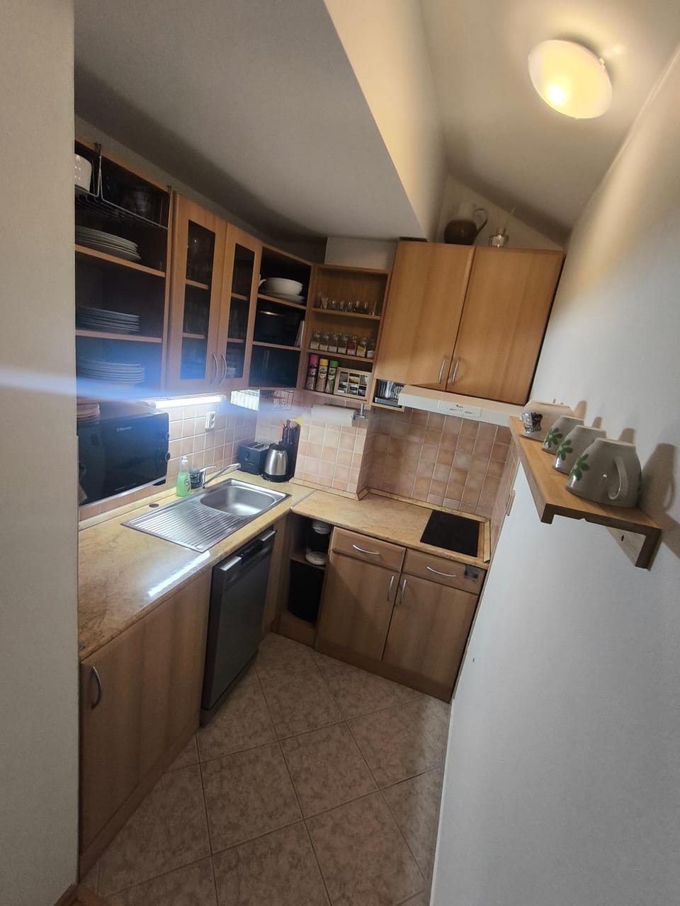 Kitchen or kitchenette, dishwasher, oven, stove