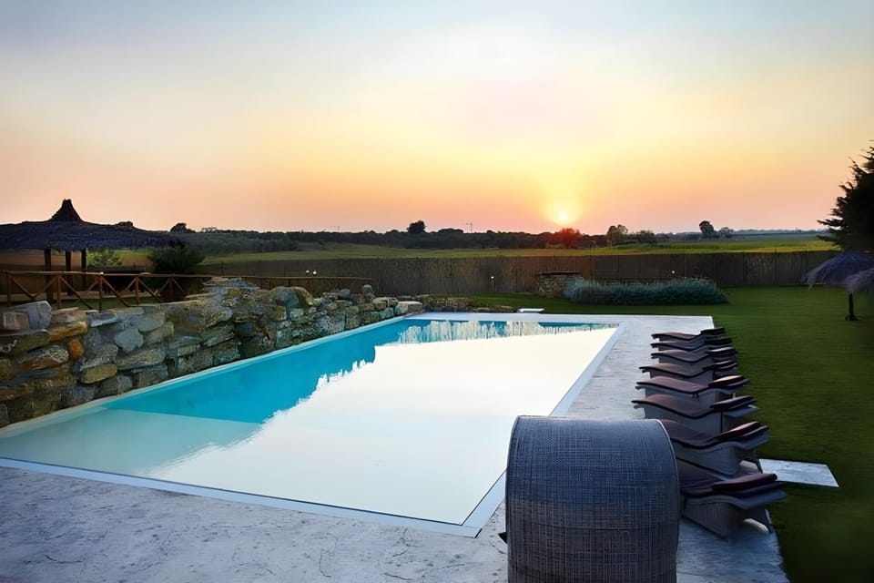 Natural landscape, Pool view, Swimming pool, Sunset