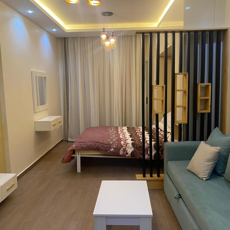 Bed, Bathroom, Living room, Photo of the whole room, Seating area, Bedroom