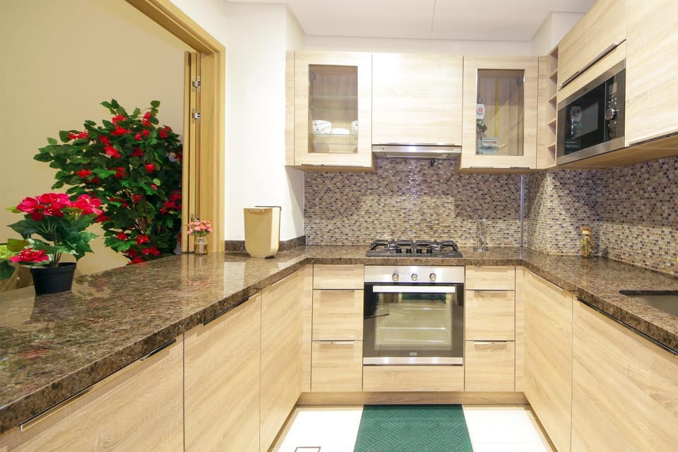 Kitchen or kitchenette, stove