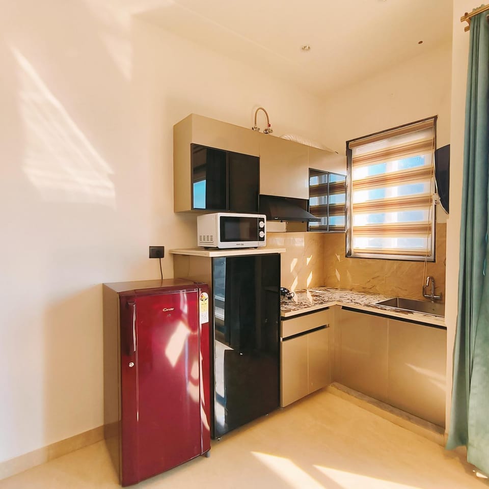 Kitchen or kitchenette, stove