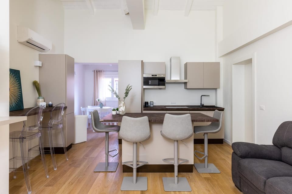 Kitchen or kitchenette, Living room, Dining area, stove