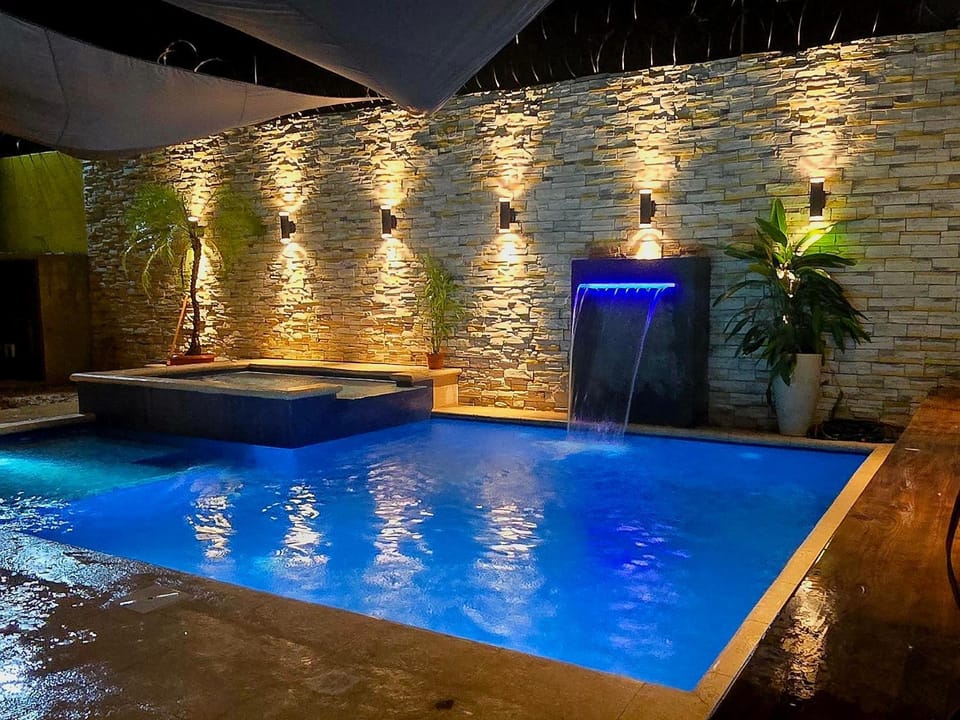 Night, Hot Tub, Swimming pool