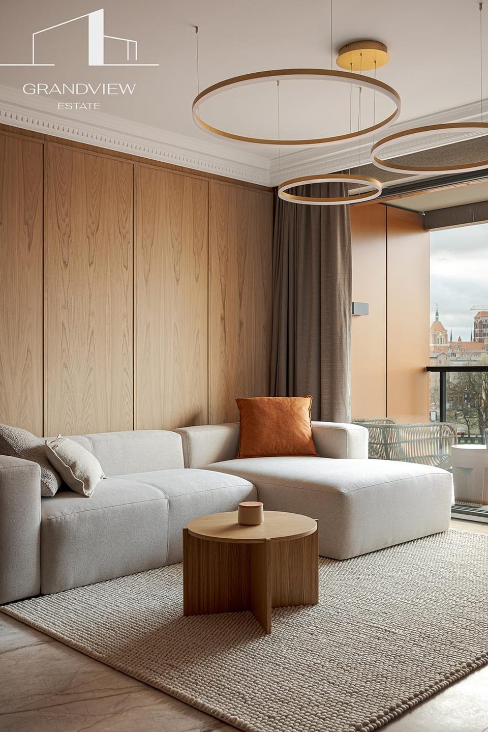 Living room, Photo of the whole room, City view