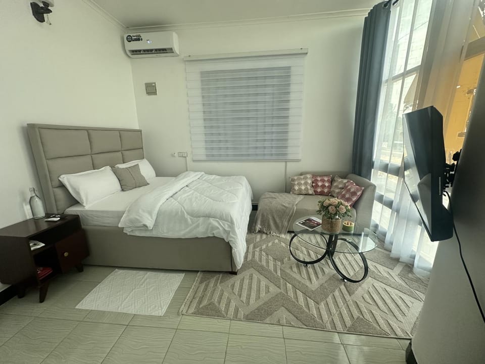 Bed, TV and multimedia, Seating area, Bedroom, air conditioner