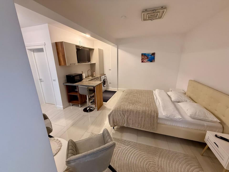 Kitchen or kitchenette, Seating area, Bedroom