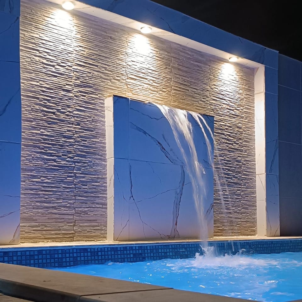 Night, Pool view, Swimming pool