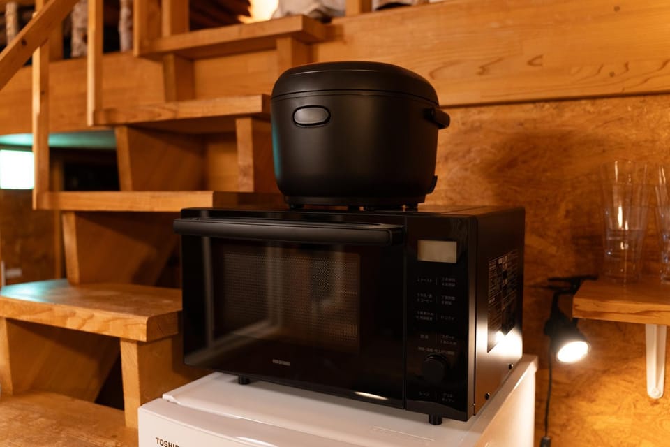 Kitchen or kitchenette, microwave