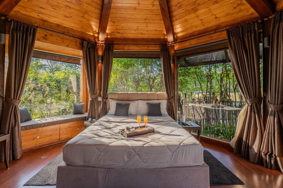 Patio, Bed, Day, Natural landscape, Garden, View (from property/room), Balcony/Terrace, Living room, Photo of the whole room, Seating area, Bedroom, Garden view
