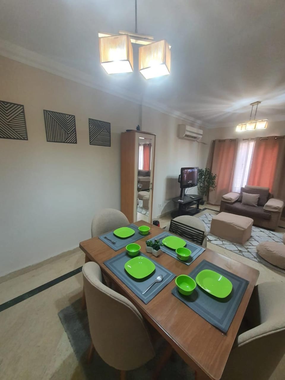 Living room, Seating area, Dining area, air conditioner