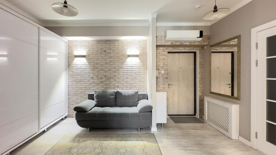 Living room, Seating area, air conditioner