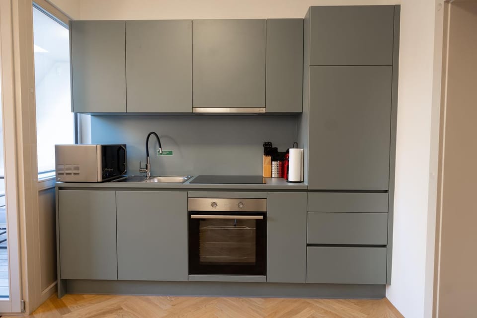 Coffee/tea facilities, Kitchen or kitchenette, oven, stove